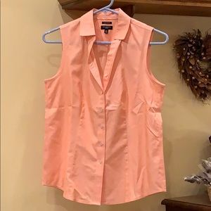 Sleeveless peach Talbots button down shirt